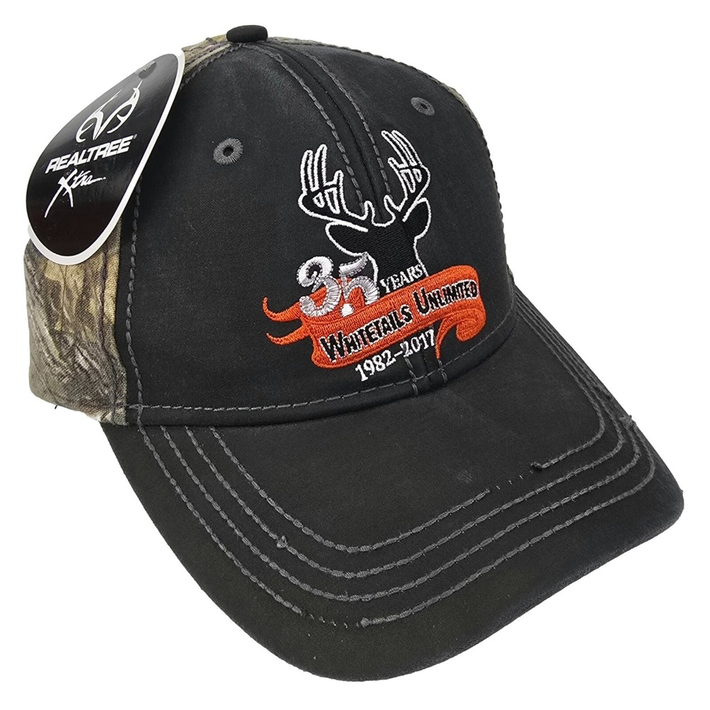 Whitetails Unlimited‎ 35th Anniversary Hat OSFM Black Realtree Camo Hunting Cap